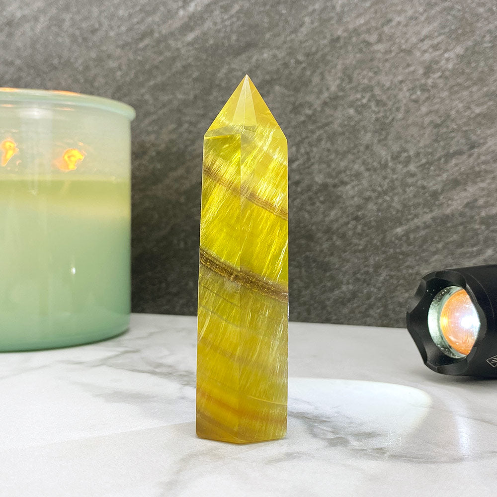 Polished Yellow Fluorite Tower